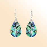 Abalone shell teardrop earrings with sterling silver floral vine accent